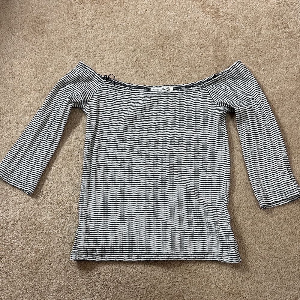 Express Black and White Striped Top